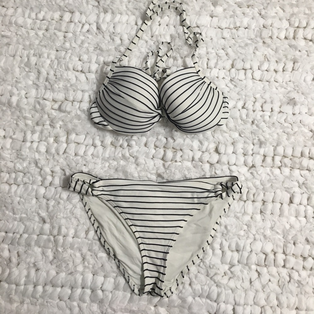 NEW! Topshop navy/ivory underwire bikini sz 10